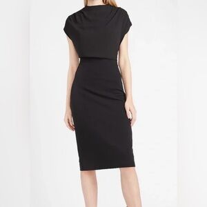 Express Draped Mock Neck Midi Sheath
